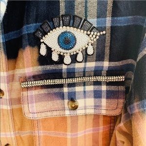 ✨Acid Washed Oversized Distressed  Flannel Shirt✨M